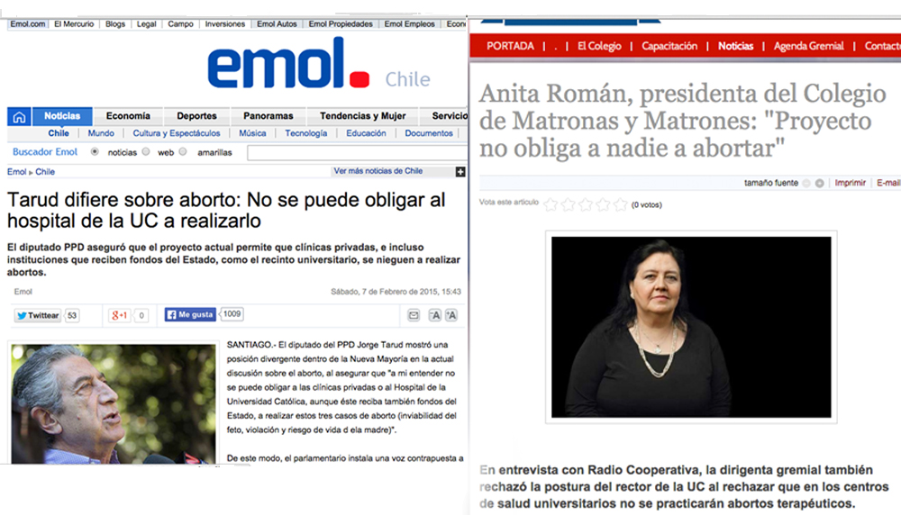 Alguns políticos apoiam a decisão da Universidad Católica em recusar a realização de abortos. Já o Colegio de Matronas não está de acordo.