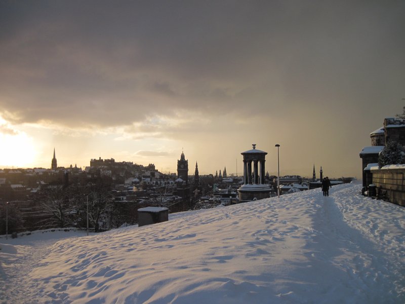 Calton Hill na neve do inverno de 2010