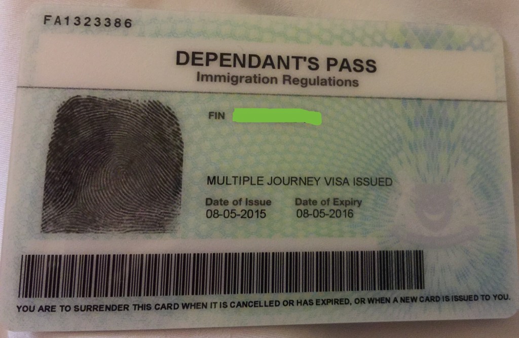 Dependant's pass card