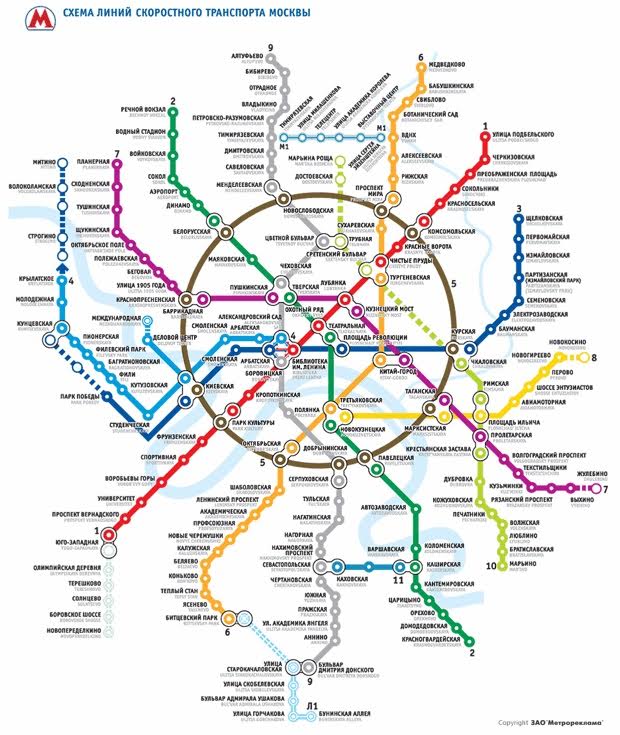 Mapa do metrô em Moscou