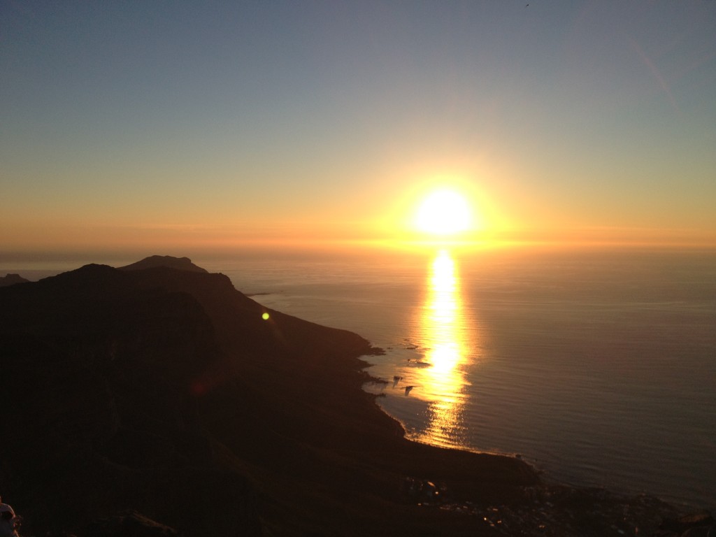 Pôr do sol na Table Mountain (Foto: M. Braga)