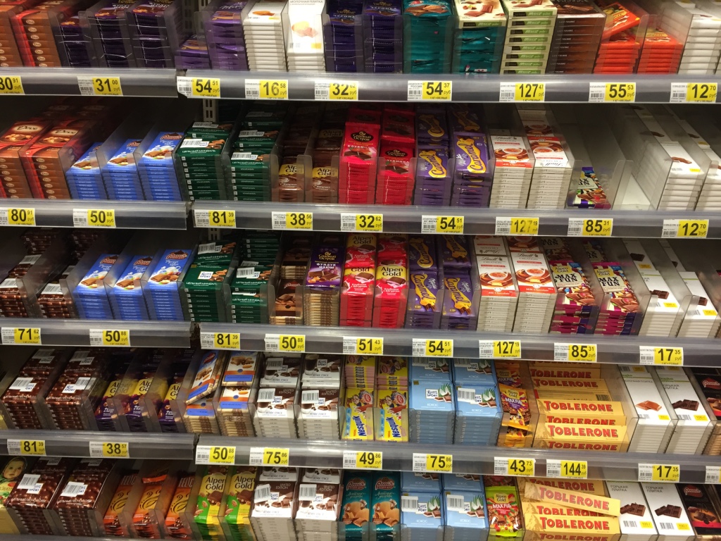 A parte mais linda do supermercado: chocolates