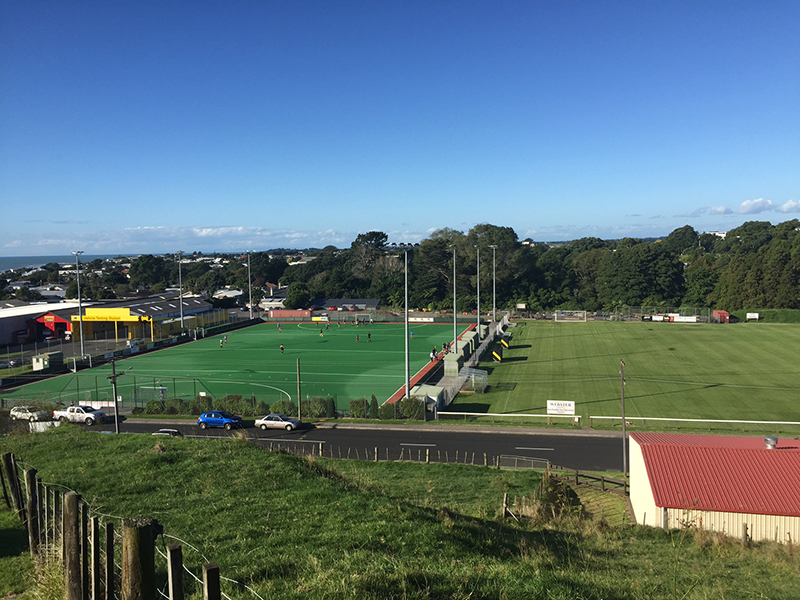 Parte do espaço para esportes em uma escola da NZ