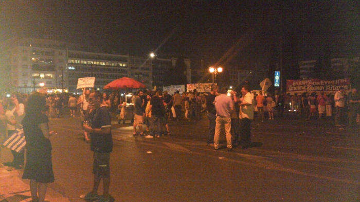 Um dos muito protestos em Atenas, crise e desemprego