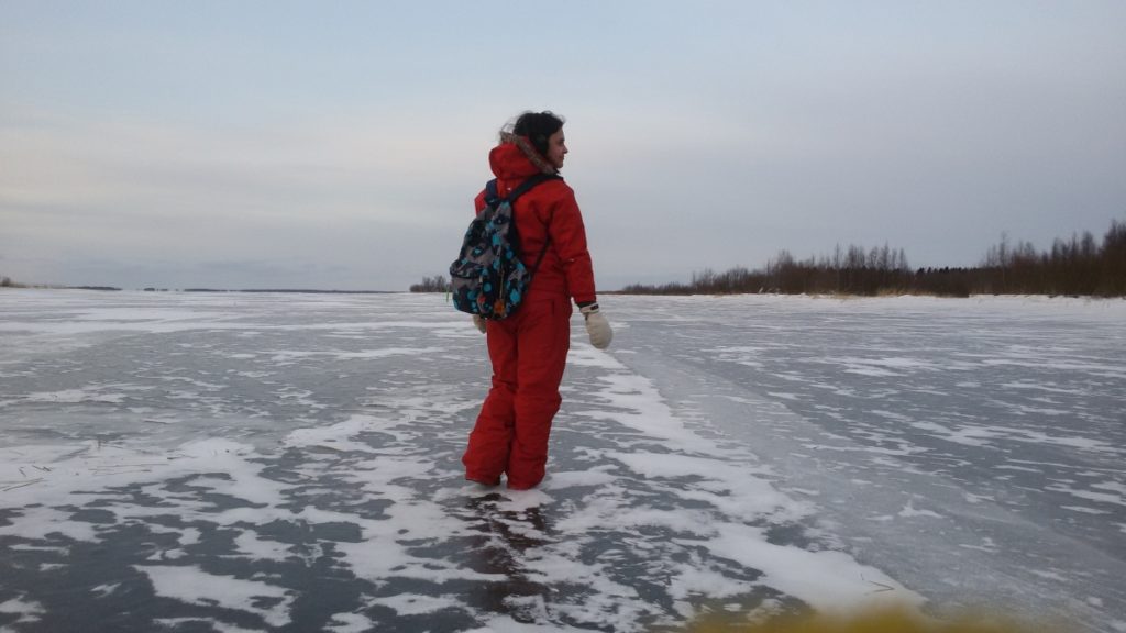 Num lago congelado em Oulu