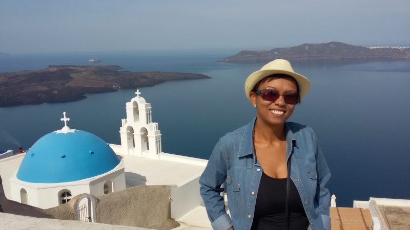 Santorini - igreja com cúpula azul ao fundo. Foto: arquivo pessoal