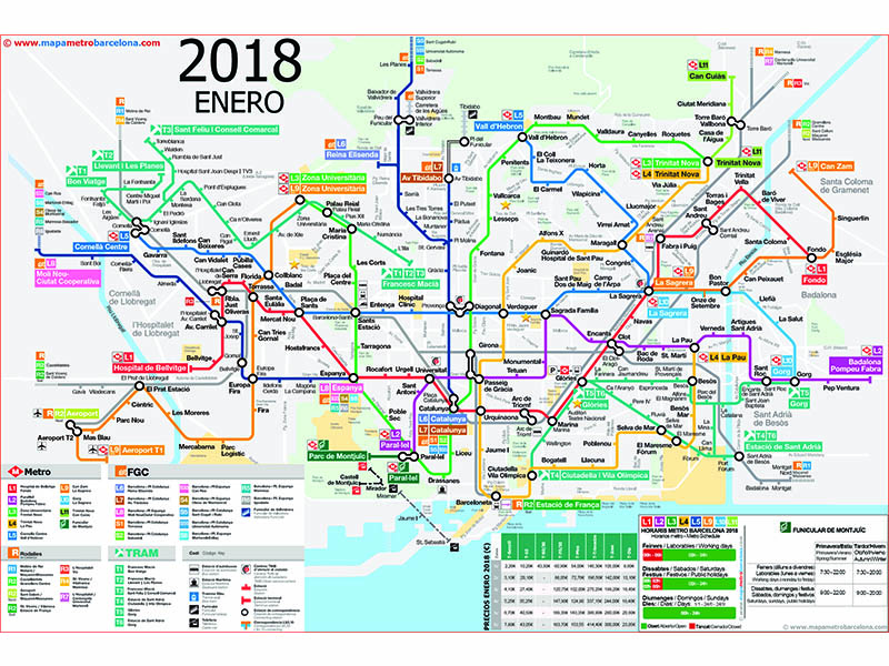 mapa integraçao trens e metro Barcelona